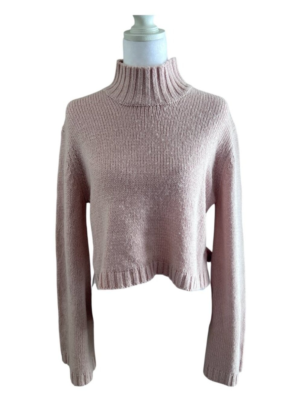 Tobi Dusty Pink Cropped Mock Neck Sweater - Size Medium